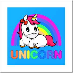 Kawaii Rainbow Unicorn Posters and Art